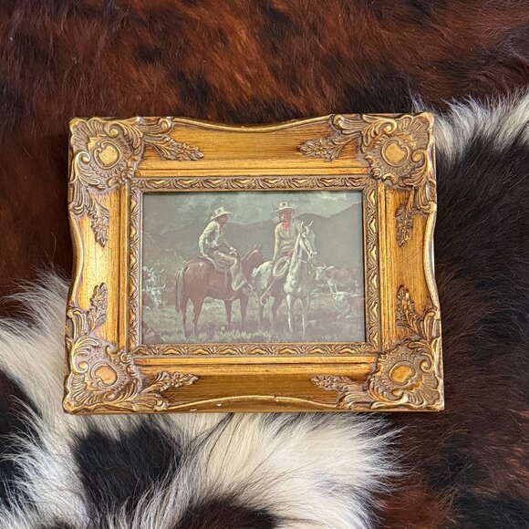 Vintage Other - Vintage 1950's Earnst Tonk Western Picture in Wood Gold Gilt Frame